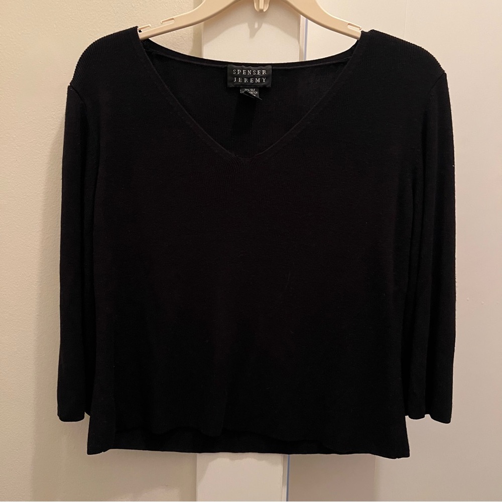 Spenser‎ Jeremy Black V-Neck Sweater Silk Blend